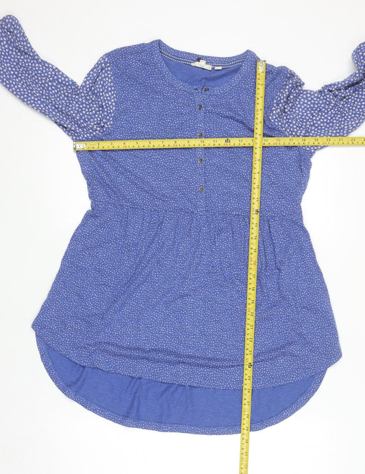 Fat Face Women's Blue Polka Dot Long Sleeve Tunic Blouse UK 10