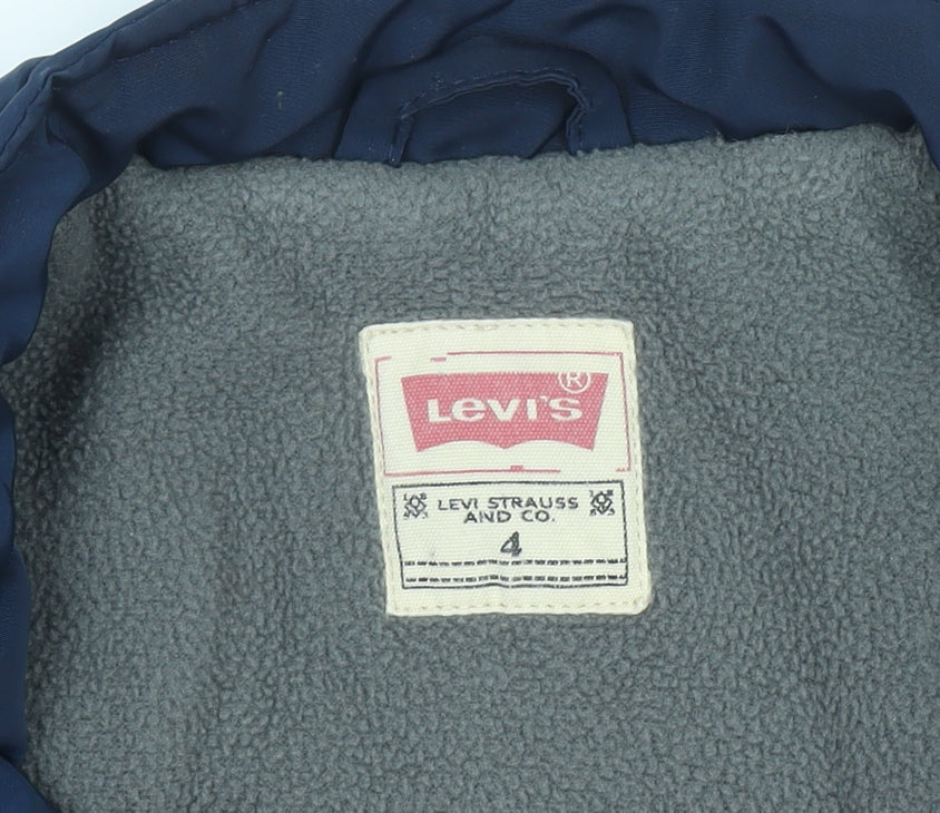 Additional view of Levi's boys’ blue bomber jacket, size 4, years lined polyester zip-up