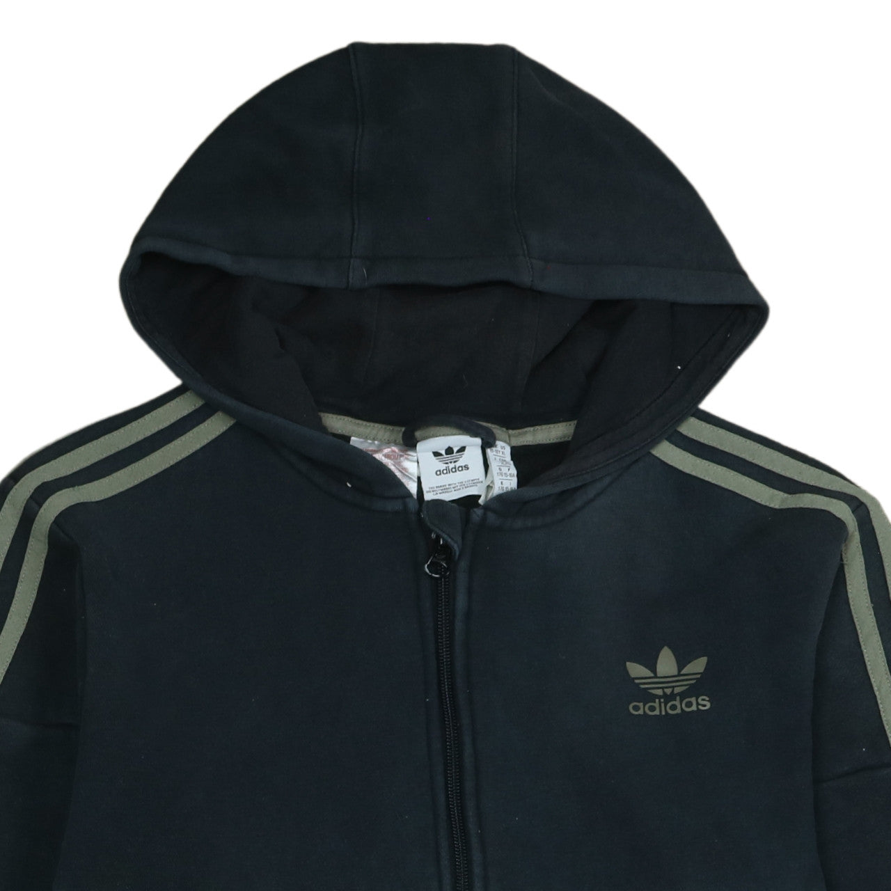 Adidas Boys Black Full Zip Hoodie XL 15-16 Years with Logo & Pockets