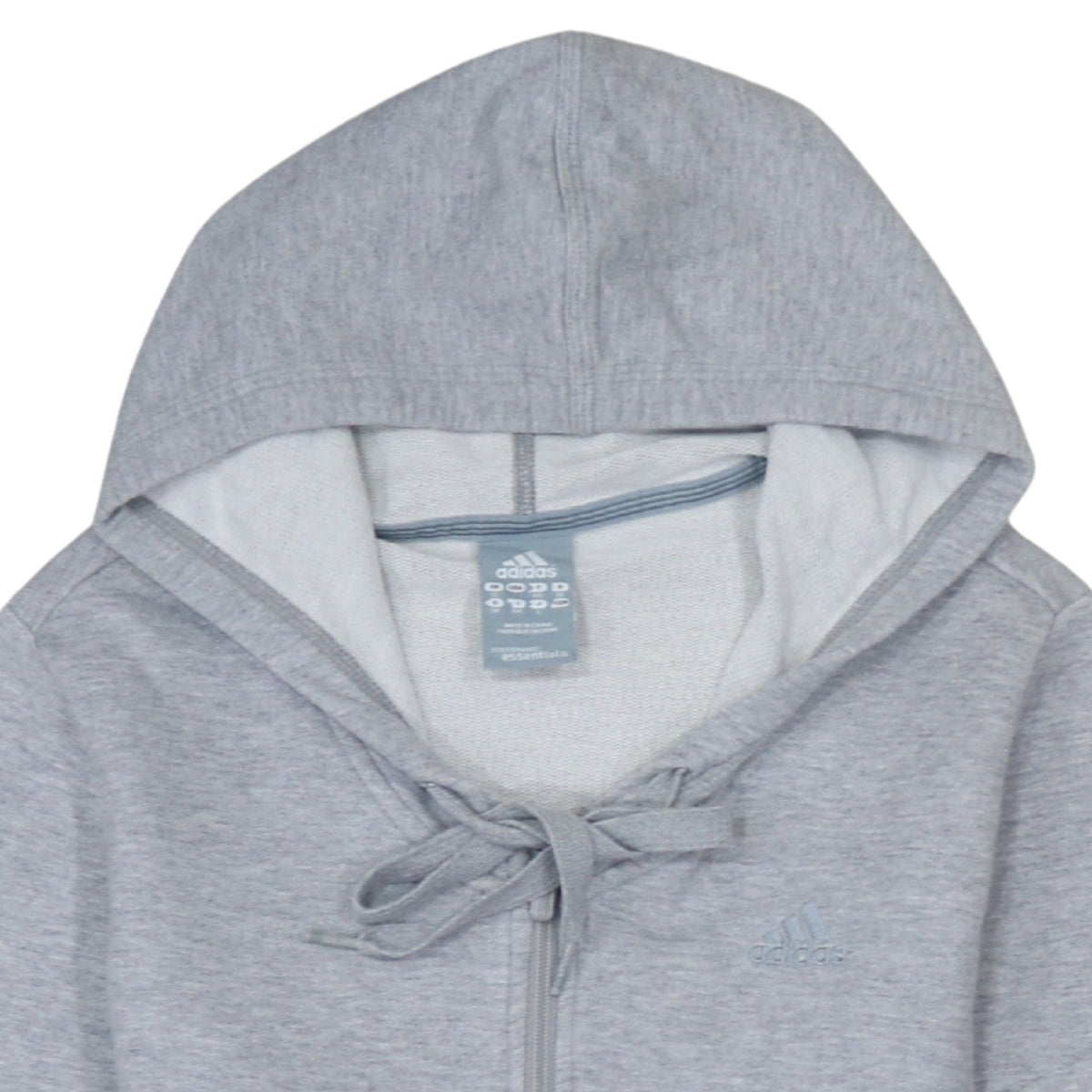 Additional view of Adidas Women Grey Full Zip Hoodie, size 12, Essentials Cotton