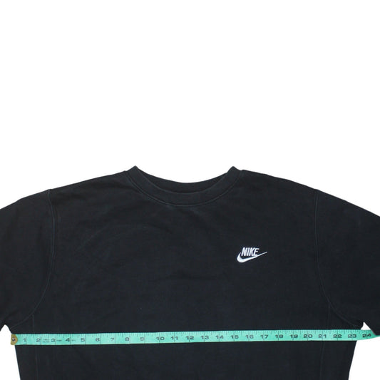 Nike Men Black Crew Neck Cotton Fleece Pullover Sweatshirt M