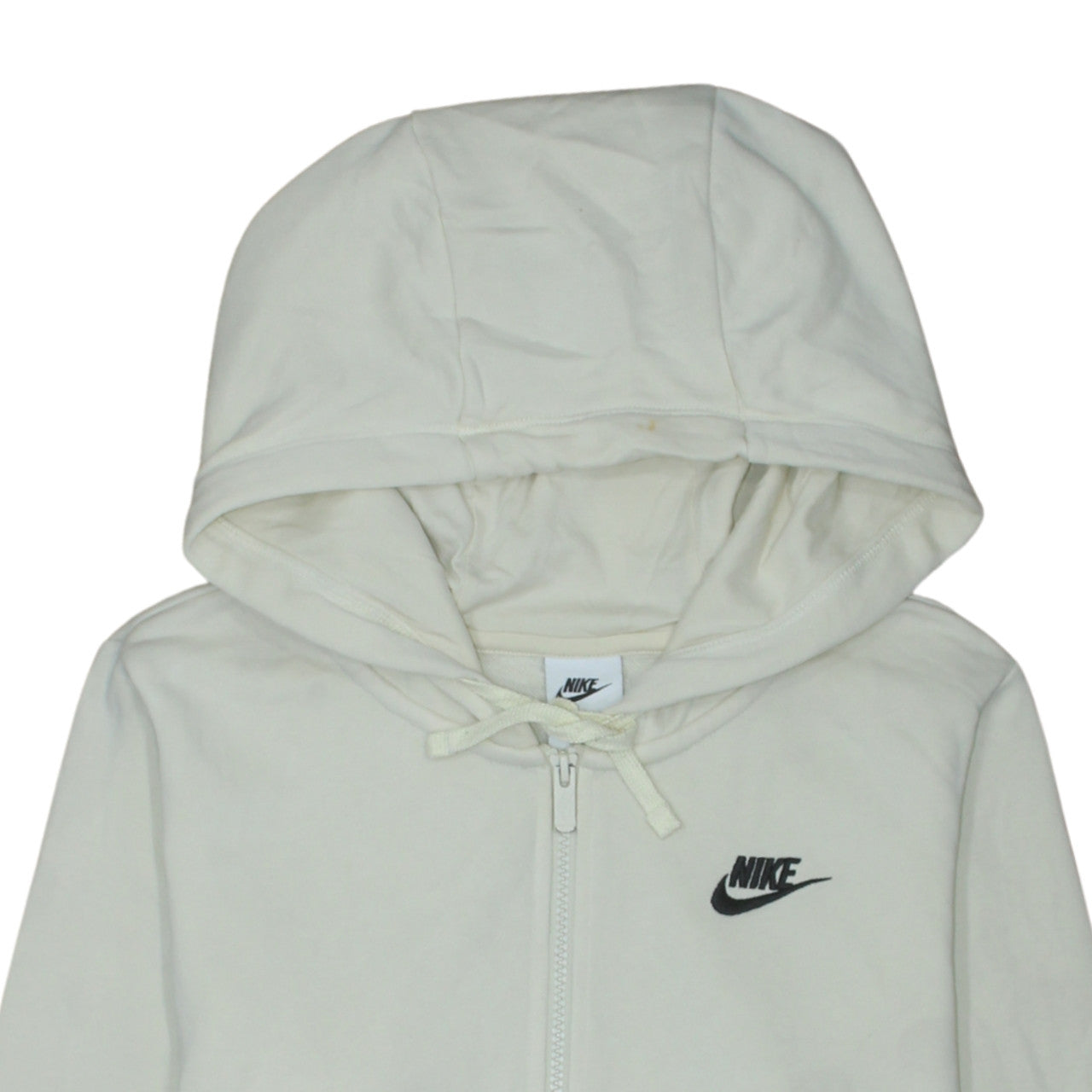 Nike Women Beige Full Zip Hoodie Small Hooded Cotton Blend