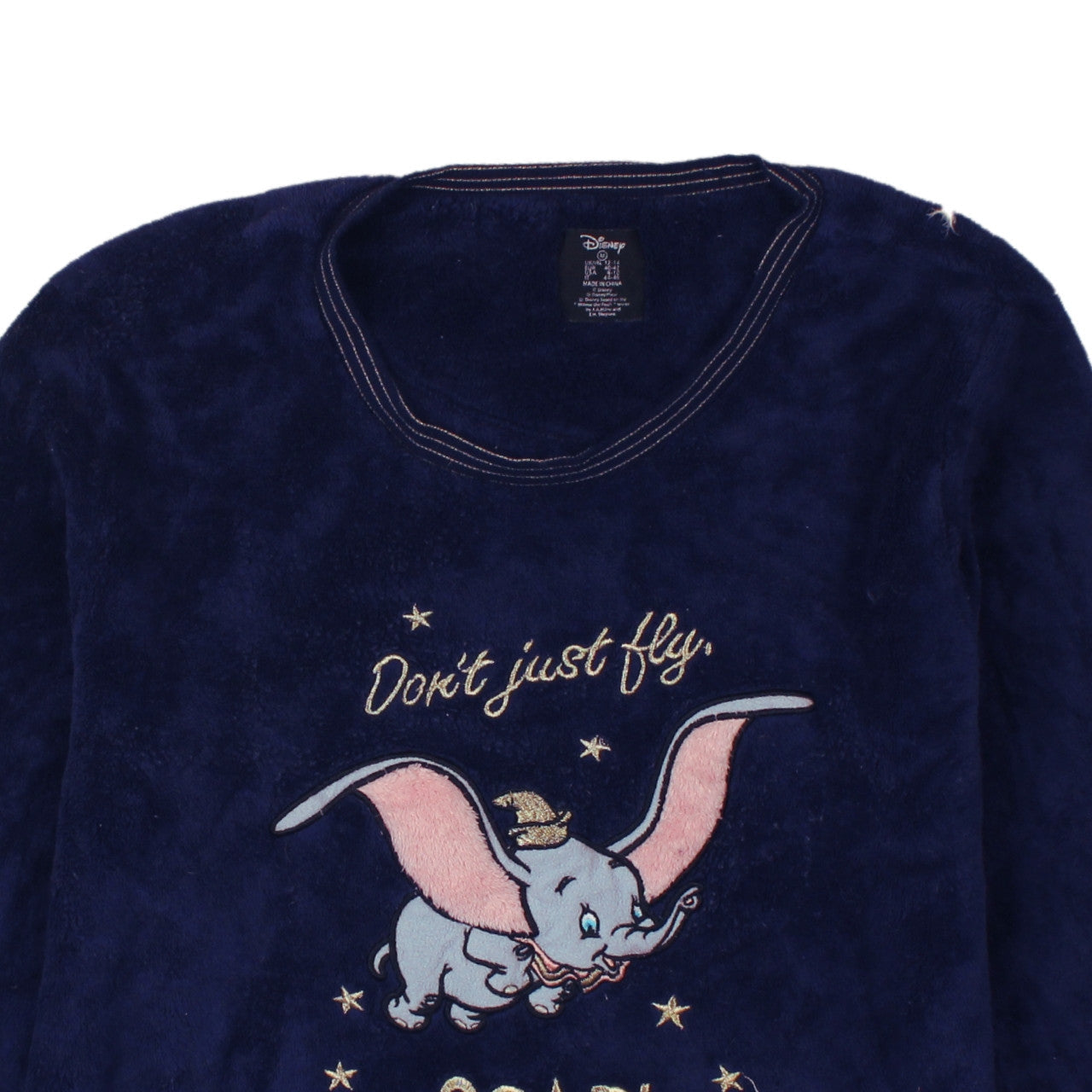 Disney Womens Blue Dumbo Fleece Pyjama Top Size 12-14
