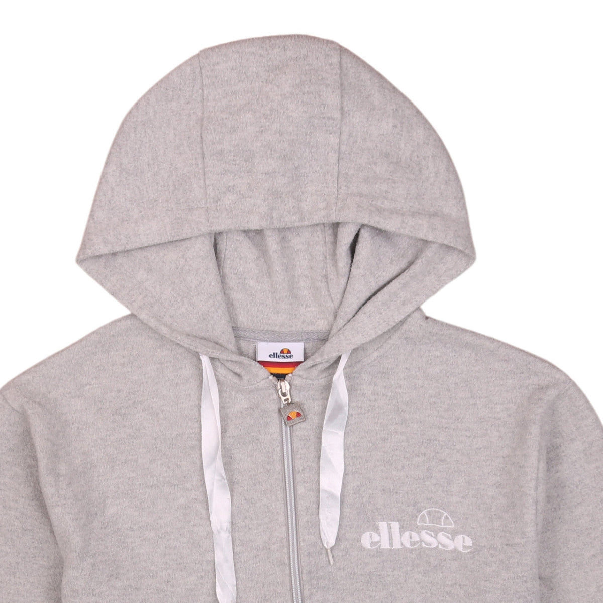 Brand and care label for Ellesse Women's Grey Full Zip Hoodie UK 8 - Classic Casual Sportswear
