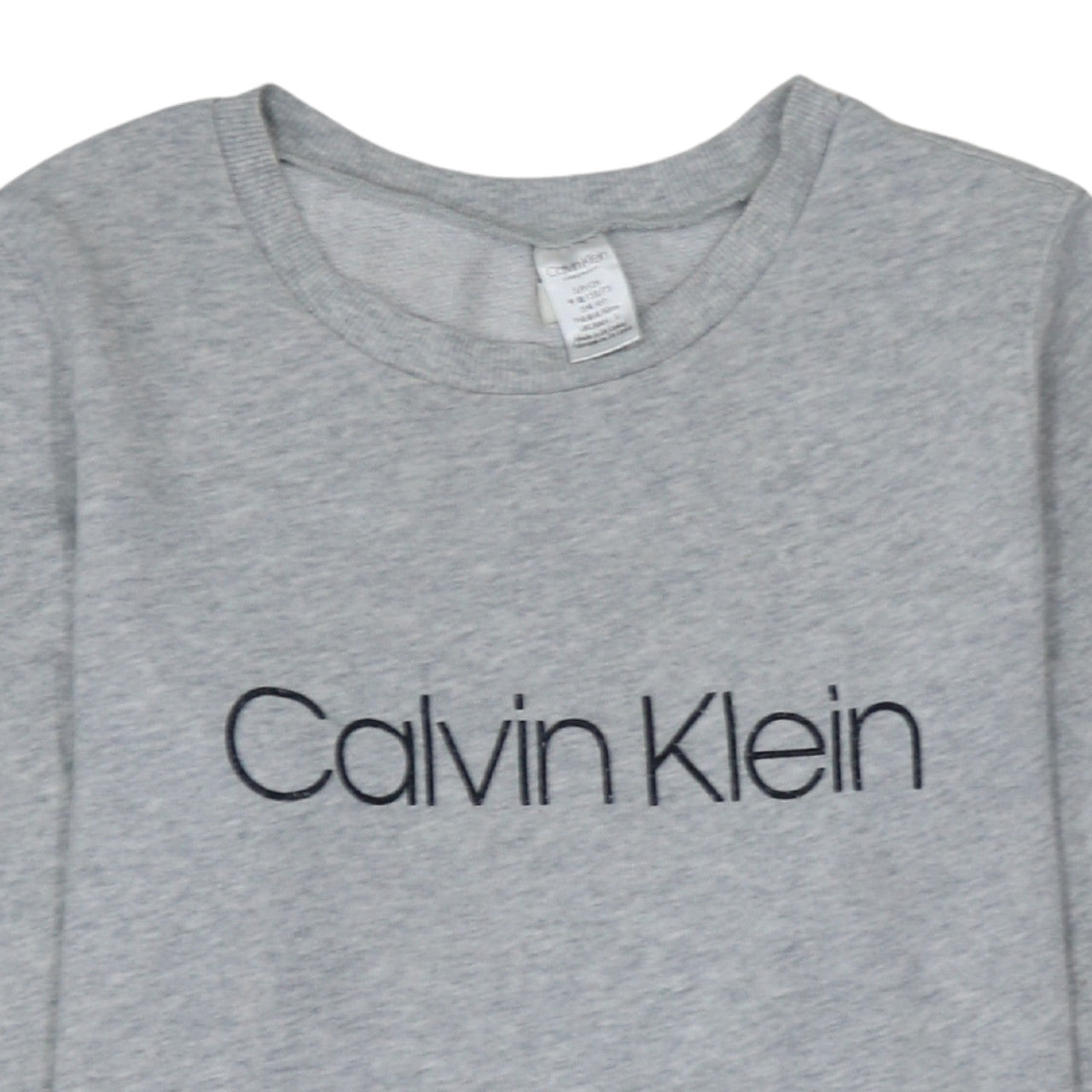 Calvin Klein Women Grey Pullover Sweatshirt S Logo Crew Neck