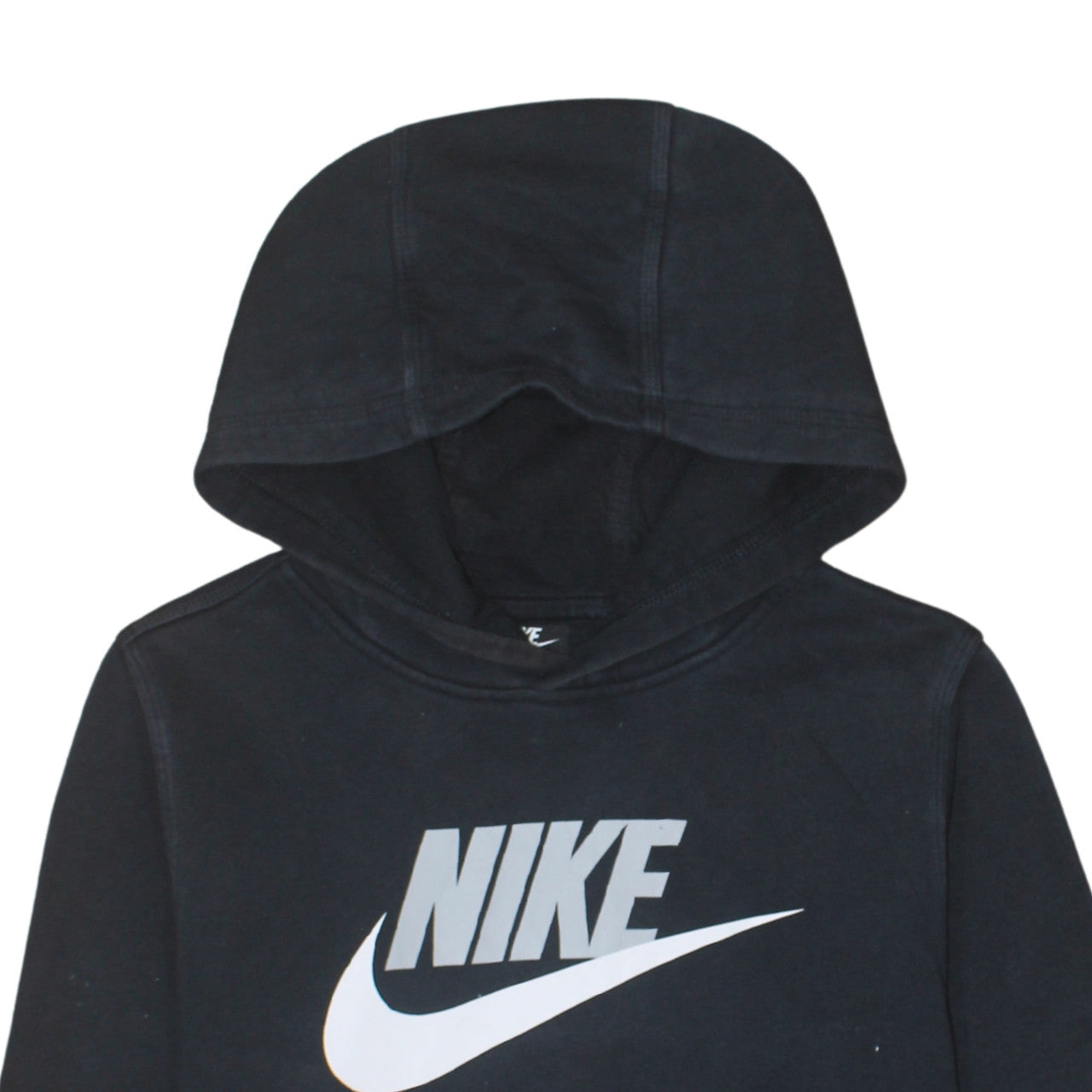 Nike Boys Black XL Pullover Hoodie with Logo Print Standard Fit