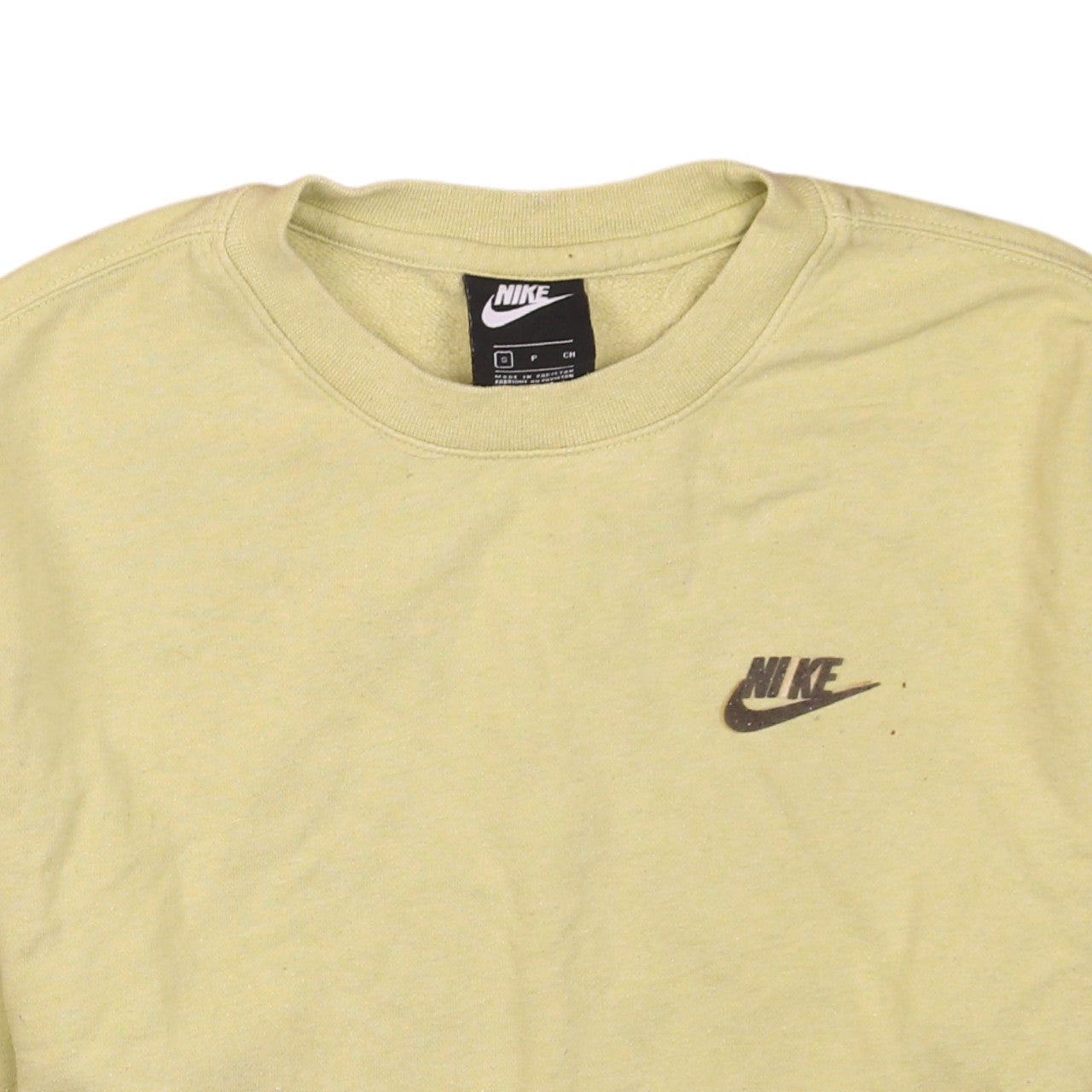 Nike Men's Beige Small Logo Crew Neck Pullover Sweatshirt