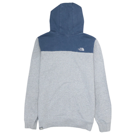 The North Face Boys Grey & Blue Pullover Hoodie Youth Large Logo Sweatshirt