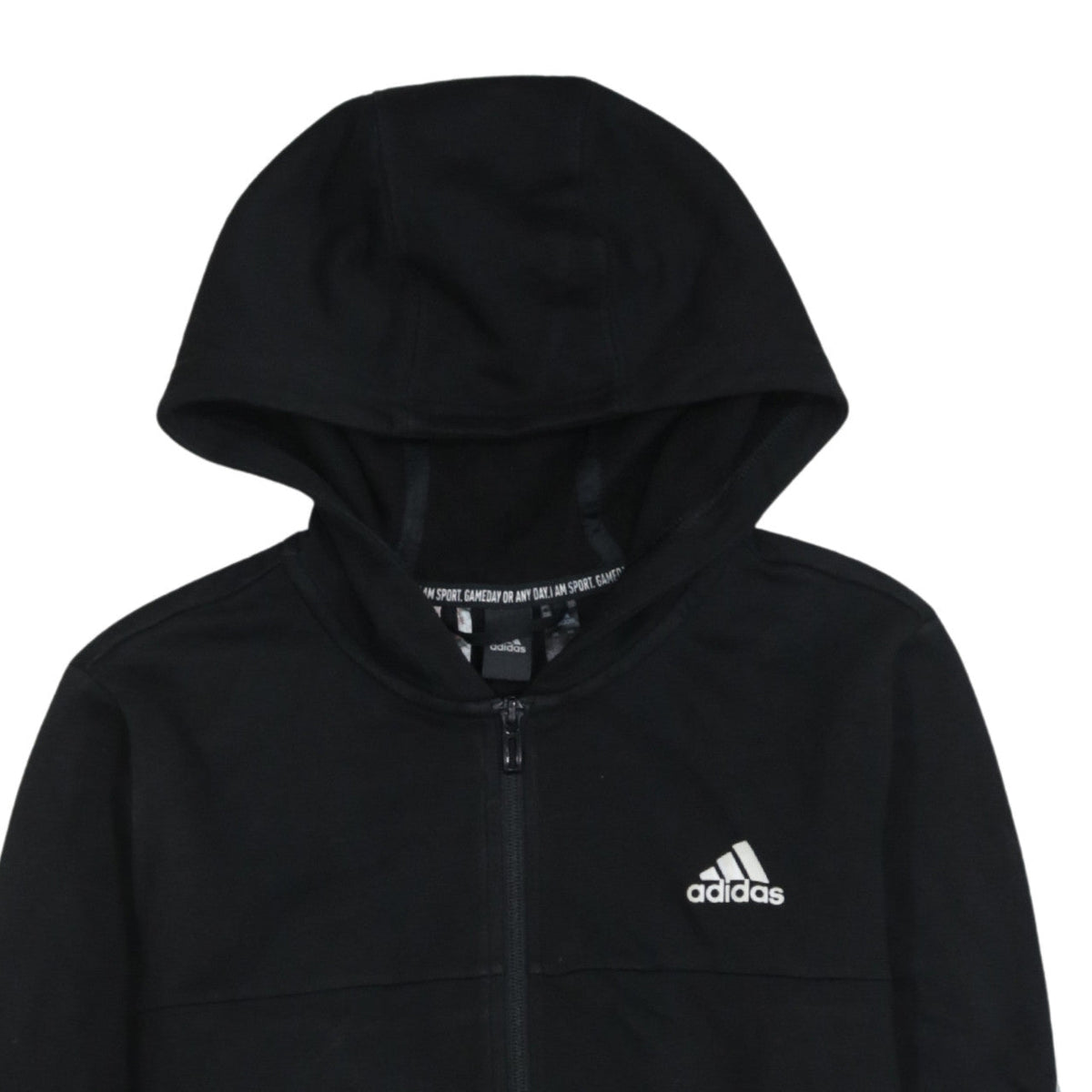 Additional view of Adidas boys’ black full zip hoodie, size 13-14, years lined hooded top