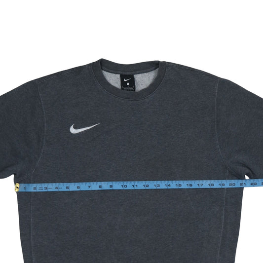 Nike Men's Grey Small Crew Neck Fleece Logo Sweatshirt
