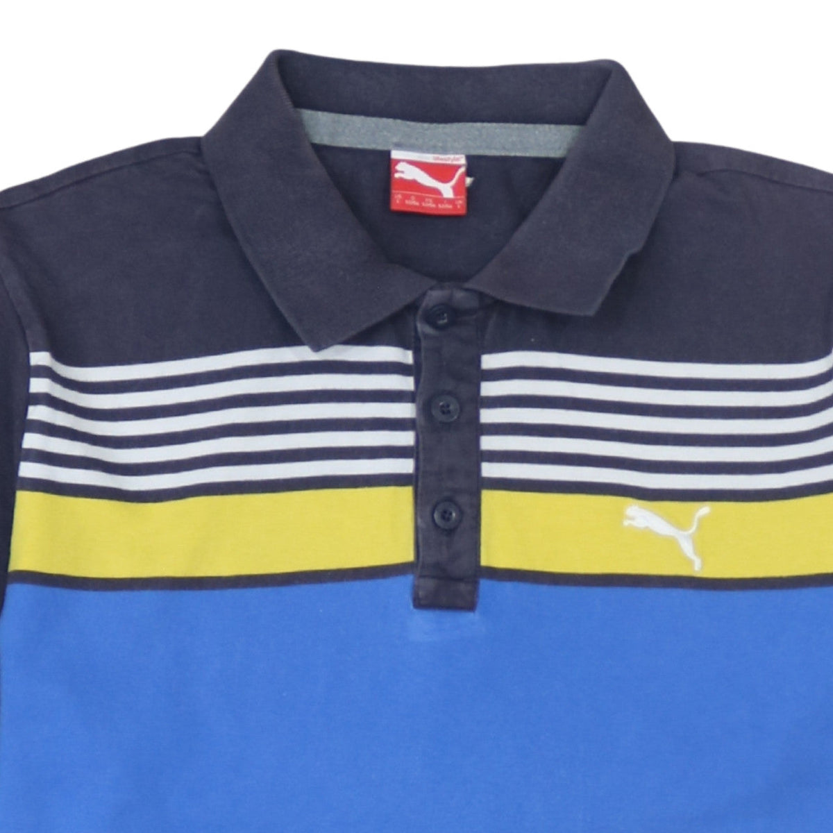 Additional view of Puma Men's Blue Striped Cotton Polo Shirt, size L