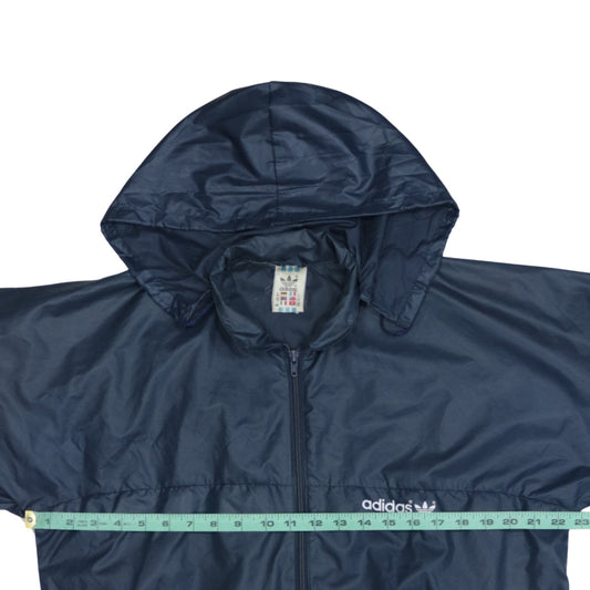 Adidas Men's Blue Windbreaker Hooded Sports Jacket Size L