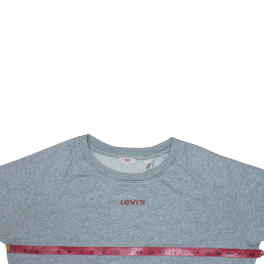 Levi's Womens Grey Sweatshirt Small Logo Pullover Contrast Hem