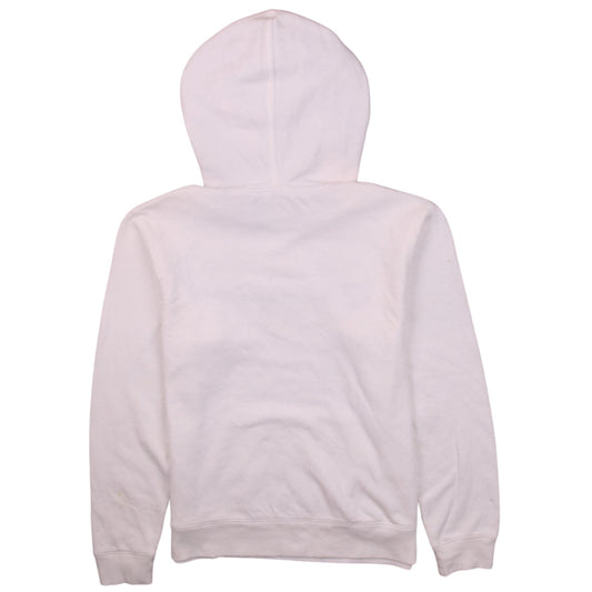 Champion Women White Hoodie L Logo Pullover Cotton Blend