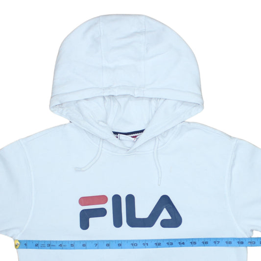 FILA Womens White Hoodie Small Pullover Logo Cotton Blend Casual