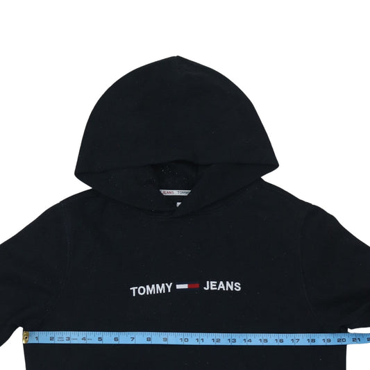 Tommy Jeans Mens Black Pullover Hoodie S Embroidered Logo