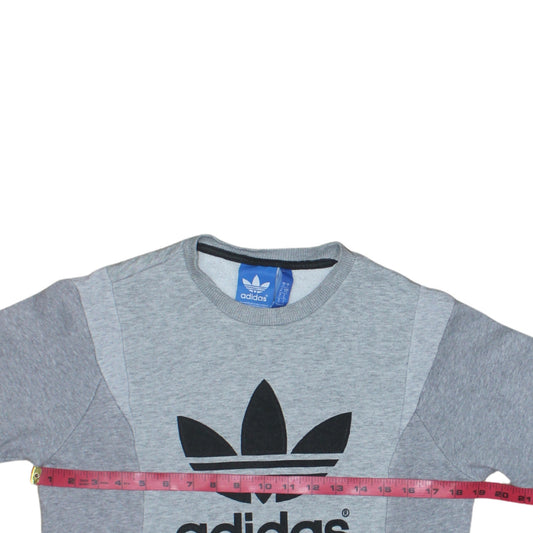 Adidas Women's Grey Crew Neck Sweatshirt Size S Logo Pullover