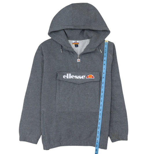 Ellesse Women Grey 1/4 Zip Hooded Pullover Sweatshirt Size 6