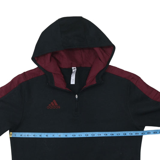 Adidas Men's Black & Burgundy 1/4 Zip Hoodie Size M Sportswear