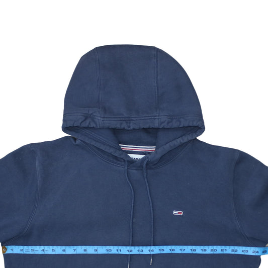 Tommy Jeans Mens Blue Pullover Hoodie Size L Logo Casual Sweatshirt