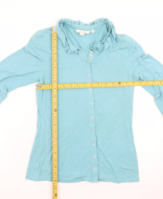 Boden Women Blue Long Sleeve Collared Button-Up Shirt Size 8