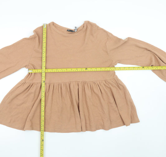 ASOS Design Women Beige Long Sleeve Cotton Tunic Top Size 6 Tall