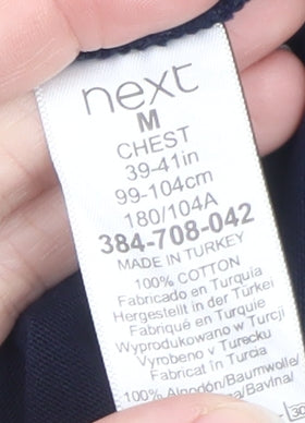 Next Men's Navy and White Colourblock Crew Neck Cotton T-Shirt M