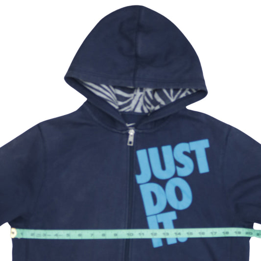 Nike Boys Blue Full Zip Hoodie XL 13-15 Years Just Do It Logo Fleece