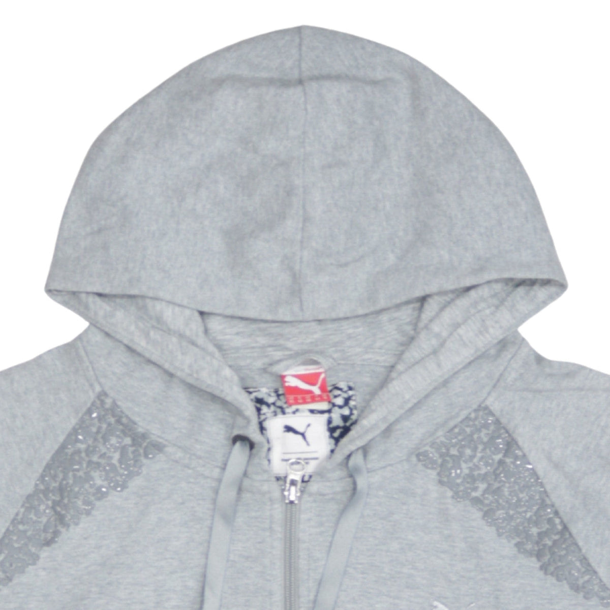 Additional view of Puma Women Grey Full Zip Hoodie XL Cotton Sequin Detail