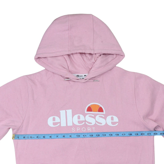 Ellesse Women Pink Pullover Hoodie UK 16 Cotton Blend Sport Style