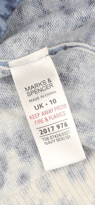 Marks and Spencer Women's Blue Animal Print Wool Blend Cardigan Size 10