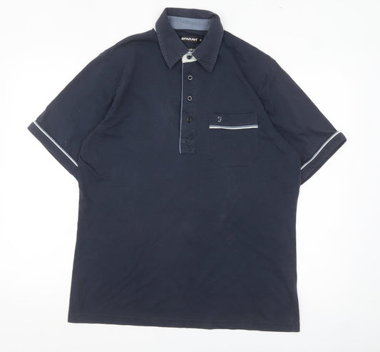 Farah Men's Blue Regular Fit Cotton Polo Shirt Size M