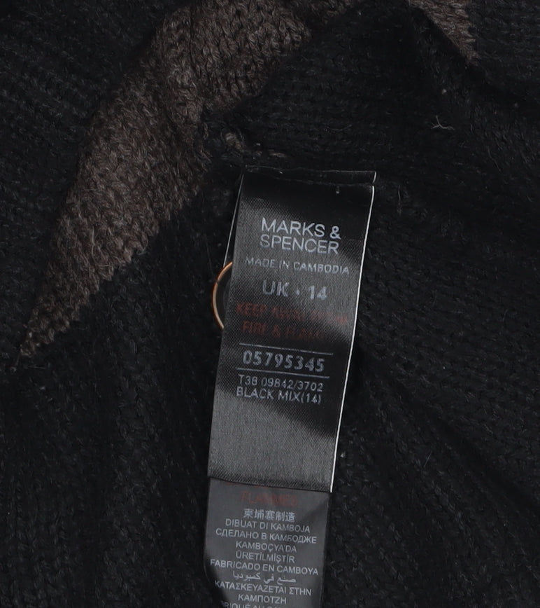 Marks and Spencer Women’s Black Brown Striped Tunic Jumper UK14