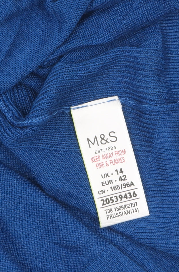 Marks and Spencer Women Blue Sleeveless Knit Tank Top Size 14