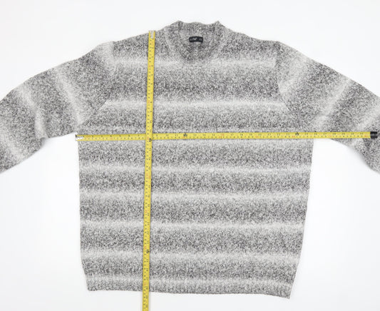 F&F Men's Grey Striped 2XL Crew Neck Pullover Jumper