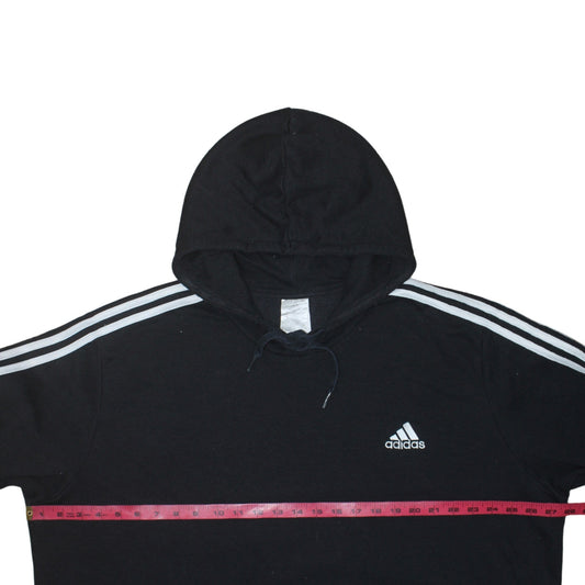 Adidas Mens Black Pullover Hoodie L Sports Fleece Sweatshirt