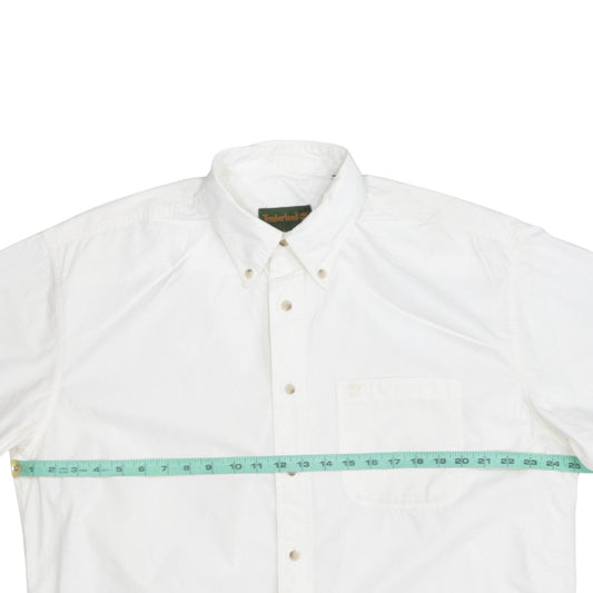 Timberland Men's White L Button-Down Cotton Short Sleeve Shirt