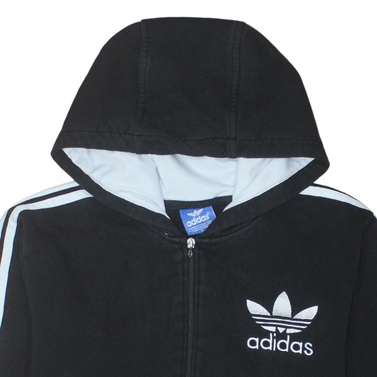 Adidas Mens Black Full Zip Hoodie L Sportswear Trefoil Fleece