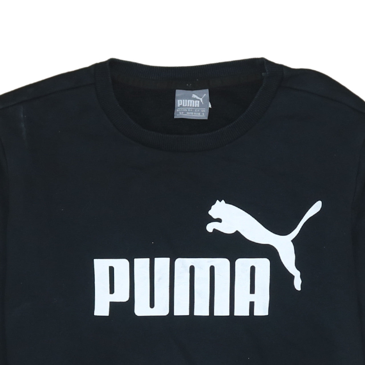 Puma Women's Black Small Crew Neck Pullover Sweatshirt Logo Print