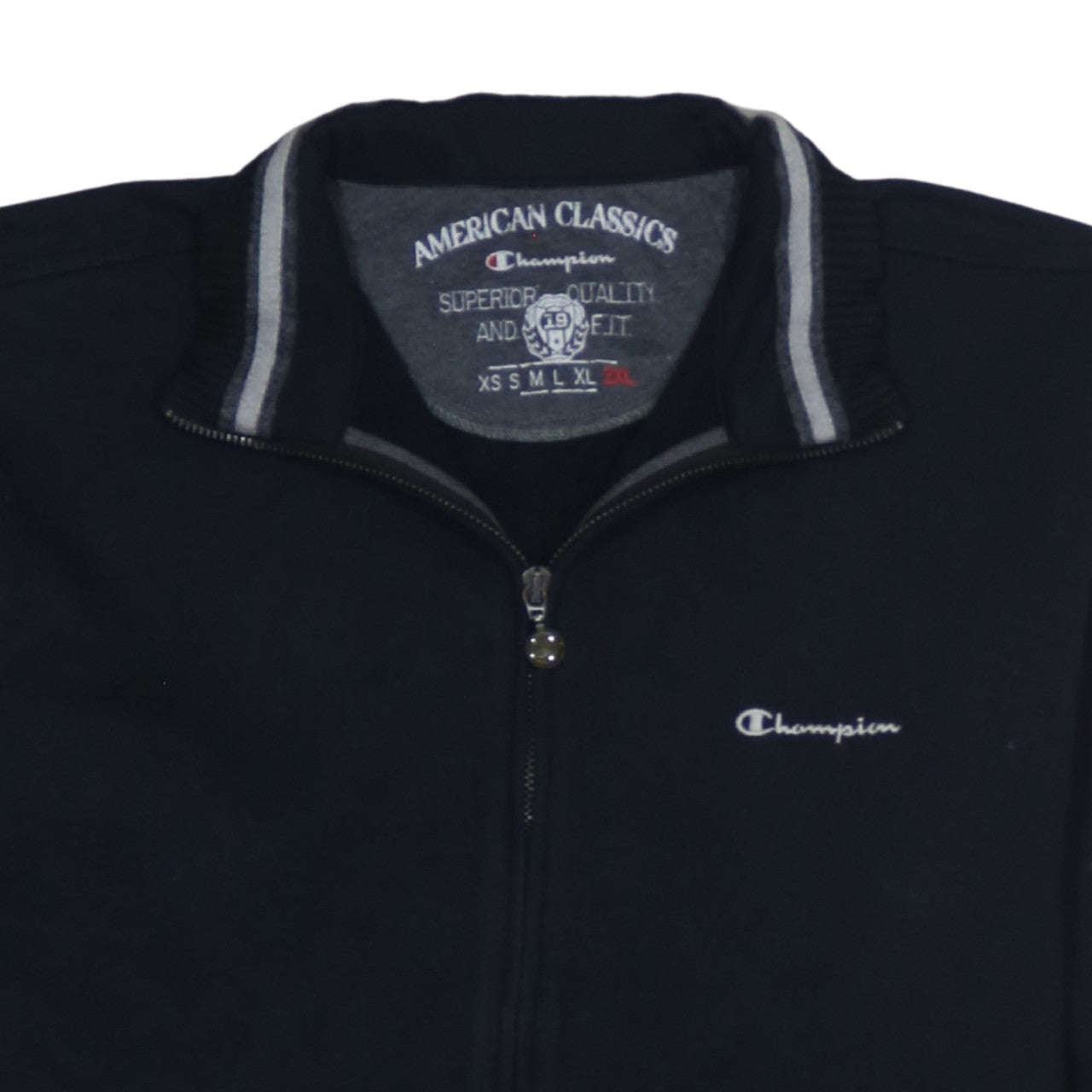 Champion Men’s Black 2XL Track Jacket Full Zip Cotton Blend