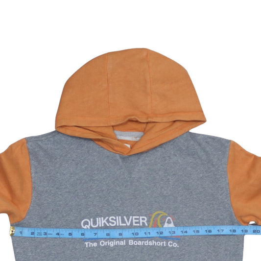 Quiksilver Boys Grey Orange Pullover Hoodie Sweatshirt Size 18-19 Years