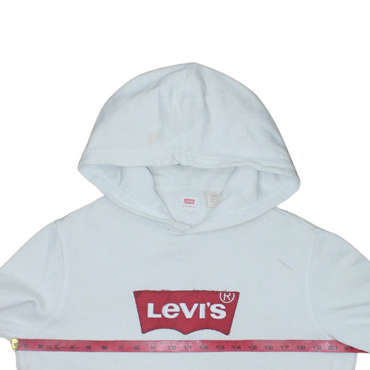 Levi's Womens White Small Logo Pullover Hoodie Sweatshirt