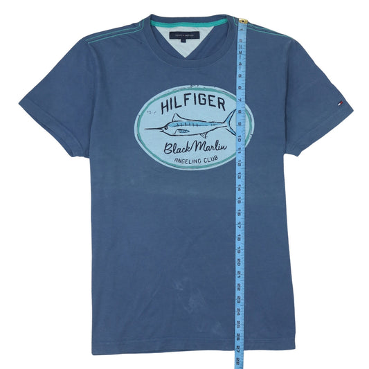 Tommy Hilfiger Men’s Blue Graphic Print Crew Neck Cotton T-Shirt M