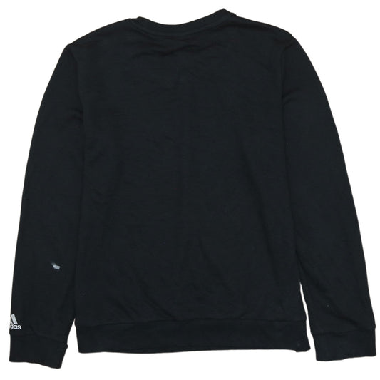 Adidas Womens Black Crew Neck Logo Sweatshirt Size L 16-18