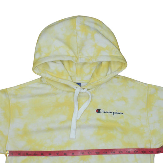 Champion Women's Yellow Tie-Dye Pullover Hoodie Small