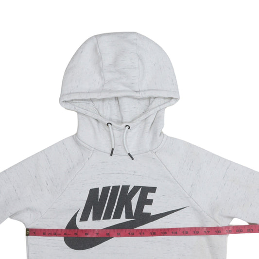 Nike Womens Grey Hoodie Small Pullover Long Sleeve Logo Print