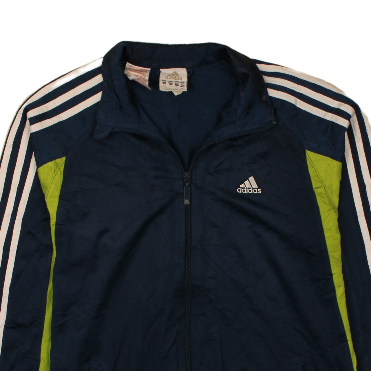 Brand and care label for Adidas boys’ blue track jacket 16 years full zip sports activewear