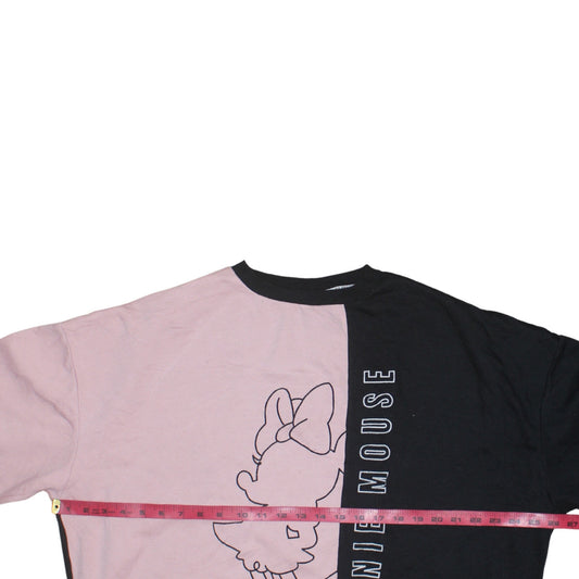 Disney Women Black Pink Minnie Mouse Colourblock Sweatshirt L