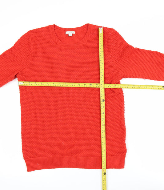 Gap Women Red Wool Blend Waffle Knit Crew Neck Jumper M