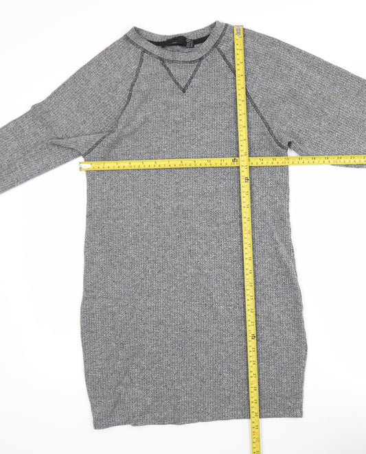 Zara Men Grey Waffle-Knit Pullover Jumper Size M